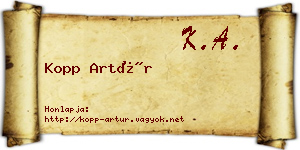 Kopp Artúr névjegykártya